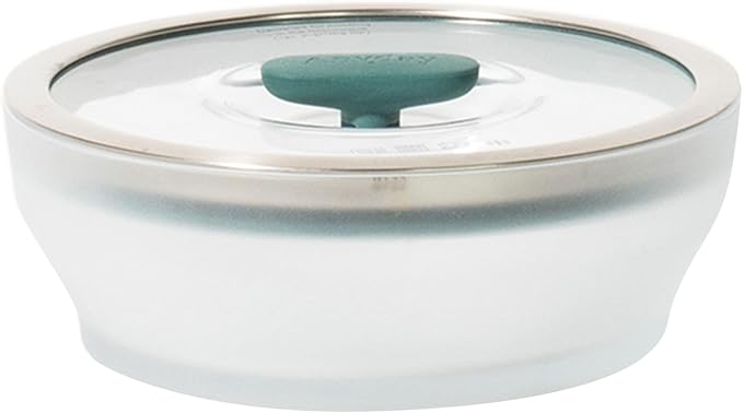 Anyday 4-Cup Microwave Cookware & Glass Container with Glass Lid, Plastic-Free Shallow Food Storage | Stackable Airtight Steamer with Vented Lid for Microwave-Safe Reheating, Steaming Vegetables