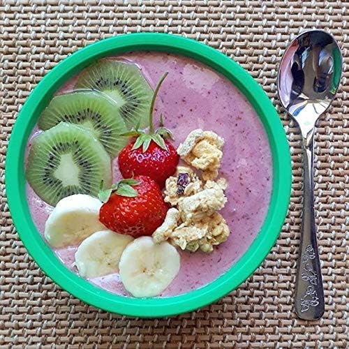 Re-Play Kids Dinnerware Set - 10 oz. Open Cup, 7" Flat Plate, 12 Oz. Bowl, Rounded Tip Fork and Deep Scoop Spoon - Dishwasher/Microwave Safe - Made in USA - Aqua