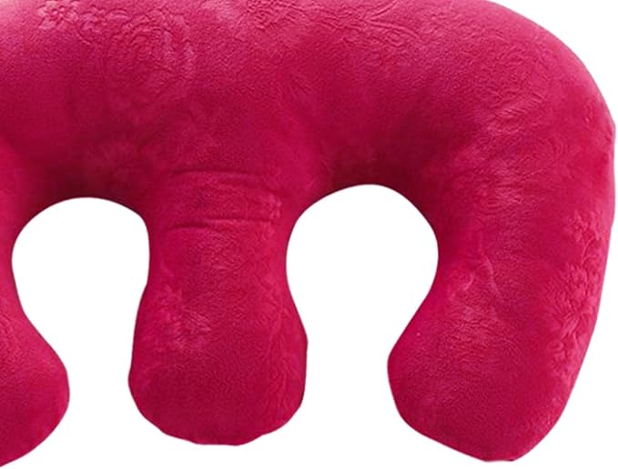 Chest Pillow Breast Support Velvet Cotton Massage Cushion Detachable Pad Comfortable Bolster Suitable for Salon Home Travel Breastfeeding Sleep, Rose Red, 16.9x11 inch
