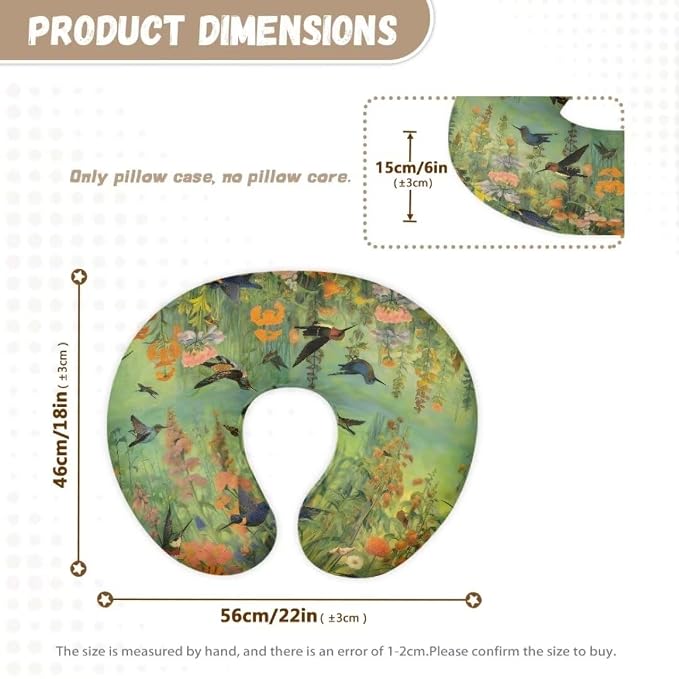 Bird Flower Baby Nursing Pillow Cover for Breastfeeding Moms, Breathable Neutral Breastfeeding Pillow Cover for Bottle Feeding (22"x18"x6")