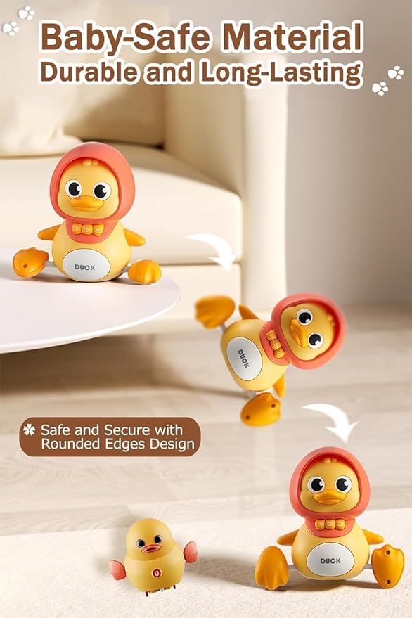 JUYEE Baby Crawling Toys Set of 3 - Magnetic Ducks Family for Infants 6-9-12 Months, Tummy Time Toys with Music & Lights, 1st Birthday Gift for Boys and Girls(3-Pack)