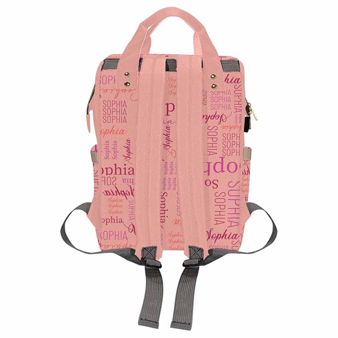 InterestPrint Personalized Monogram Mommy Nappy Bag Customized Pink Name Diaper Bag Custom Logo Text Nursing Bag for Mom Casual Travel Daypack Bags Shoulder Bag Backpack