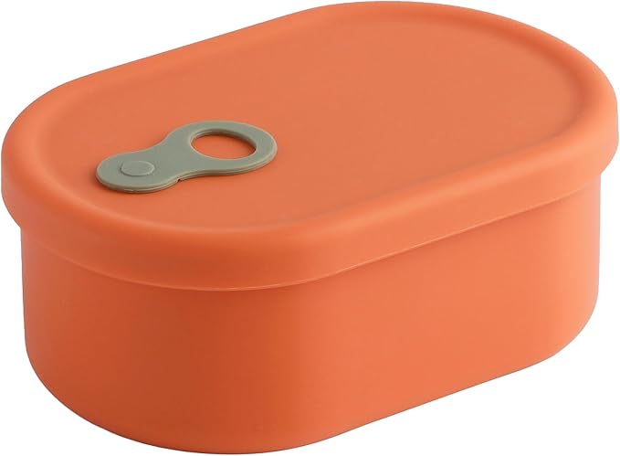Premium Korean-Made Silicone Airtight Food Container with Steam Vent ??BPA Free, Leakproof, Microwave & Freezer Safe Meal Prep. & Leftovers Storage (Mandarin Orange, 22 floz)