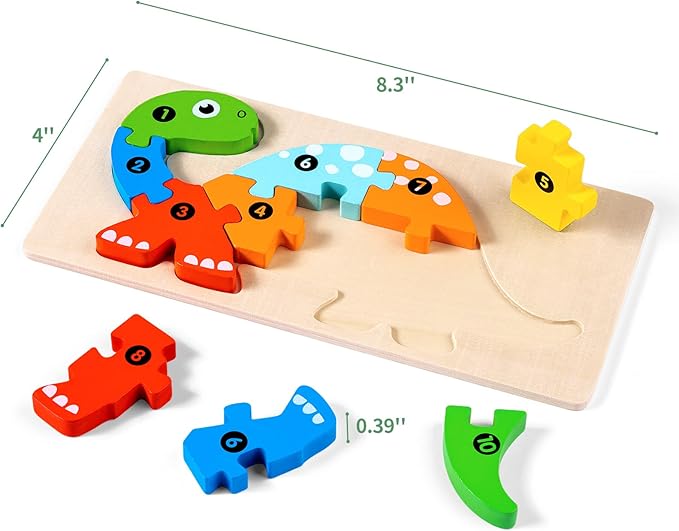 7 Pack Wooden Animal Toddler Puzzles for Kids Ages 3-5, Baby Montessori Toys for Kids Age 3 4 5 6 Years, 7 Animal Shape Learning Jigsaw Toys for 3 Year Olds Boy Girl - Easter Gifts