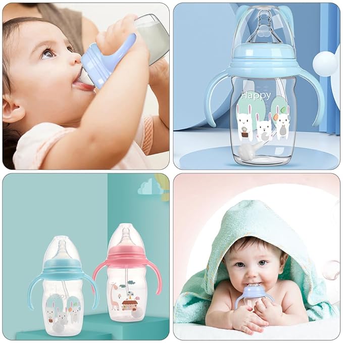 Milisten 1pc Boy Girl Straw Cup Boy Girl Milk Bottle Bloating Straw Bottle Double Handles