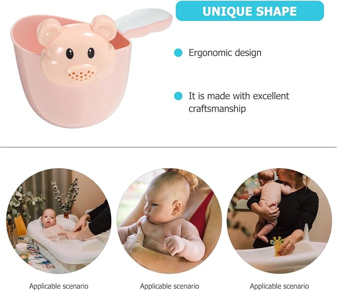 Kisangel Baby Shampoo Rinse Cup Large Capacity Thickened Pp Material Comfortable Round Handle Tear-Free Waterfall Rinser for Infant Hair Wash