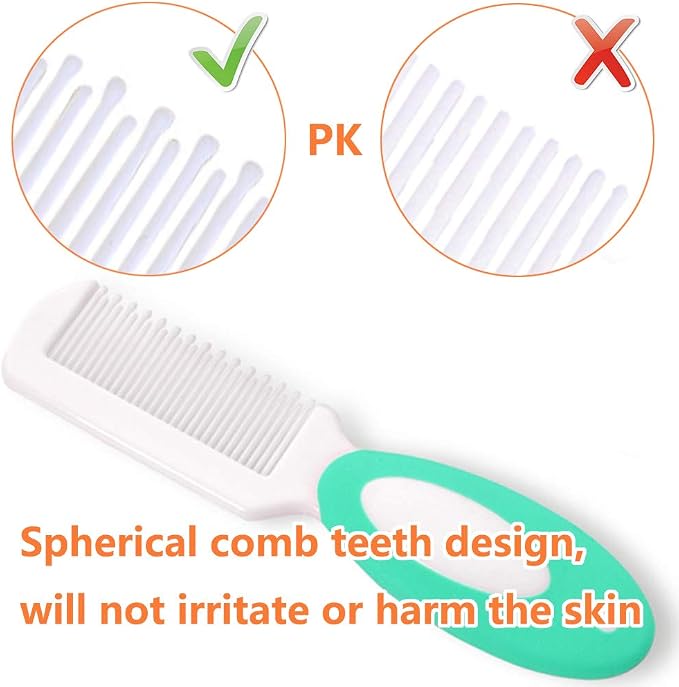 Baby Hair Brush and Comb Set for Newborns & Toddlers | Natural Soft Goat Bristles | Ideal for Cradle Cap | Perfect Baby Registry Gift (Green)