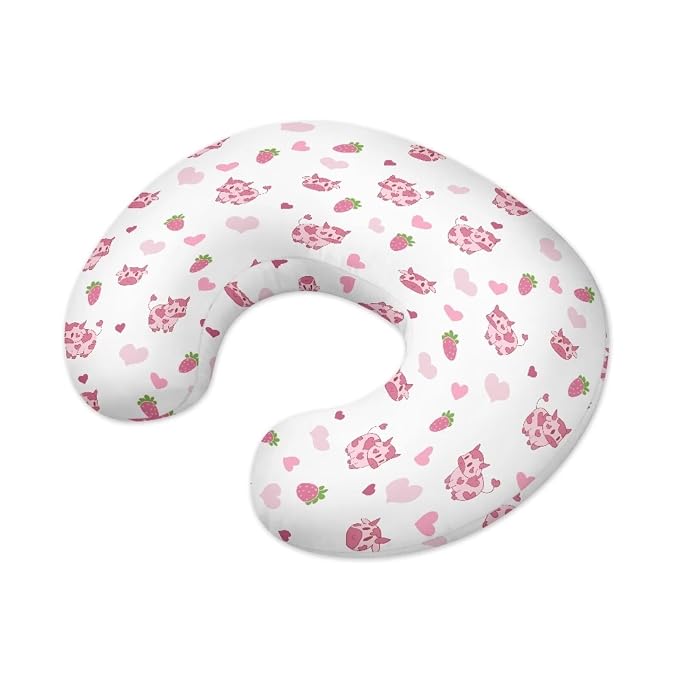 Western Cow Print Nursing Pillow Cover Baby Boy Girl Gender Breastfeeding Slipcover Infant Newborn Nursery Bottle Pillowcase-Pink
