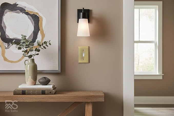 Rio Salto Signature Collection Real Brass Toggle Flip Switch Wall Plates ??1-Gang Standard Size Antique Vintage Brass Gold Light Switch Cover Outlet Cover 4.5" x 2.75"