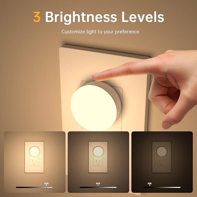 Night Lights Plug in12 Pack,Dim Night Light with 3CCT, Auto Dusk to Dawn Sensor, 3 Brightness Levels, Dimmable Night Light for Bedroom, Stairway, Toilet