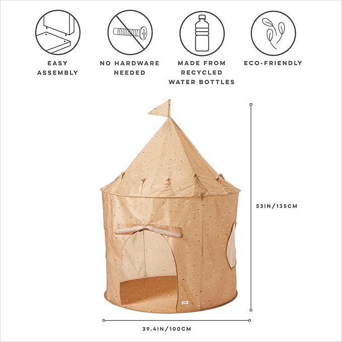 3 Sprouts Kids Play Tent - Sustainable Recycled Fabric ??Fun Spacious Childs Playhouse for Indoor Games for Boys & Girls - Durable Fort Pop Up House for Toddlers & Children Age 3-10 - Terrazzo Clay