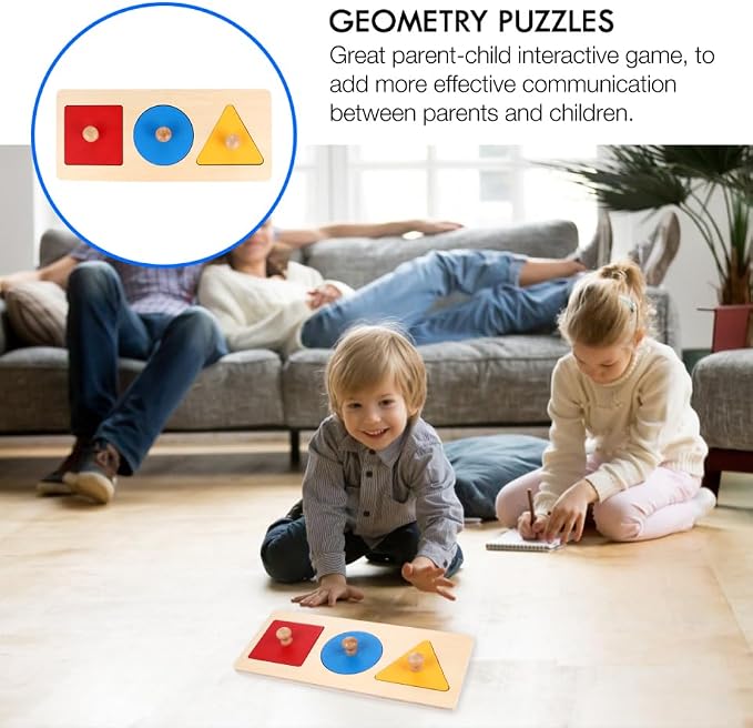 Toyandona Montessori Math Toy Geometry Shape Insets Wooden Puzzle for Preschool Kids 11.61In Fine Motor Skills Development and Shape Recognition Educational Toddler Toy