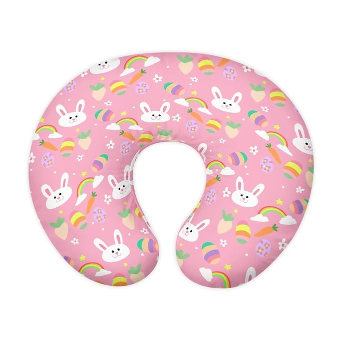 Lovely Rabbit Print Nursing Pillow Cover for Newborn Breastfeeding Pillow Case U-Shaped Nursing Slipcover Easter Gift for Mom Pregnancy Pillow Cover C Shape Cushion Cover with Zipper