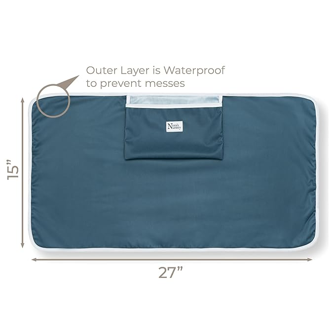 Nora?™s Nursery Portable Baby Diaper Changing Pad - Waterproof Foldable Changing Mat for On-the-Go Diaper Changes - Travel Friendly, Easy Clean, Soft & Durable for Infants and Toddlers - Sea