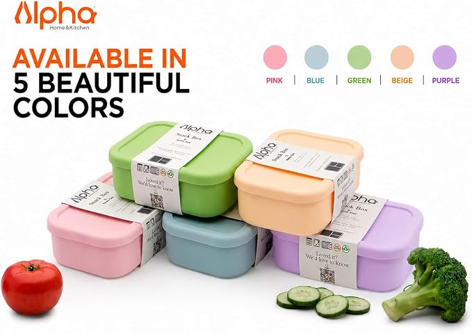 Silicone Bento Box for Kids, 3 Compartment Lunch Box, Small Portions, BPA Free Snack Container, Leak Resistant, Easy to Clean, Dishwasher Safe