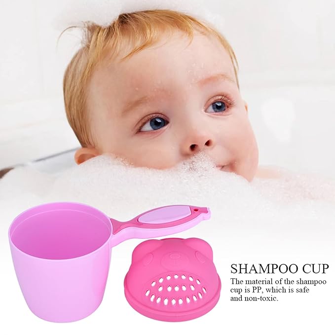 RiToEasysports Baby Bath Cup, Baby Shampoo Cup Cute Kid Wash Hair Rinser Bathing Flusher Protection Eye for Kids Green Pink (Pink)