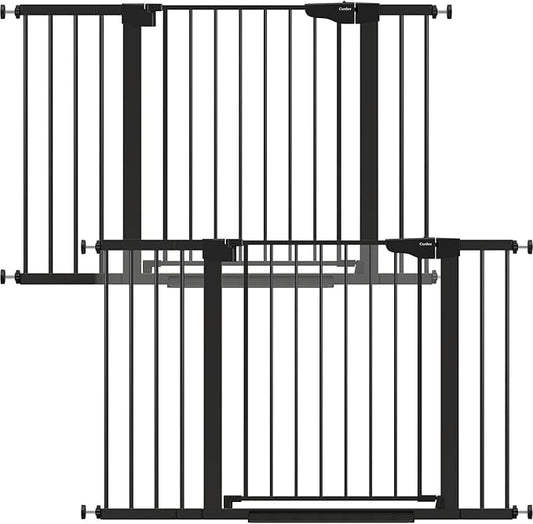 Cumbor 2 Pack 29.7"-48" Baby Gate for Stairs, Mom's Choice Awards Winner-Dog Gate for Doorways, Pressure Mounted Auto-Close Pet Gates for Dogs Indoor, Safety Child Gate with Easy Walk Thru Door,Black
