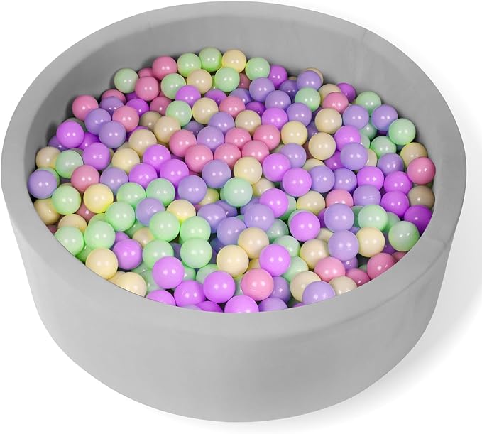 Baby Ball Pit for Balls 35.4" x 11.8" Round Foam Ball Pits for Kids Toddlers Soft Play Equipment - Balls NOT Included (Light Gray)