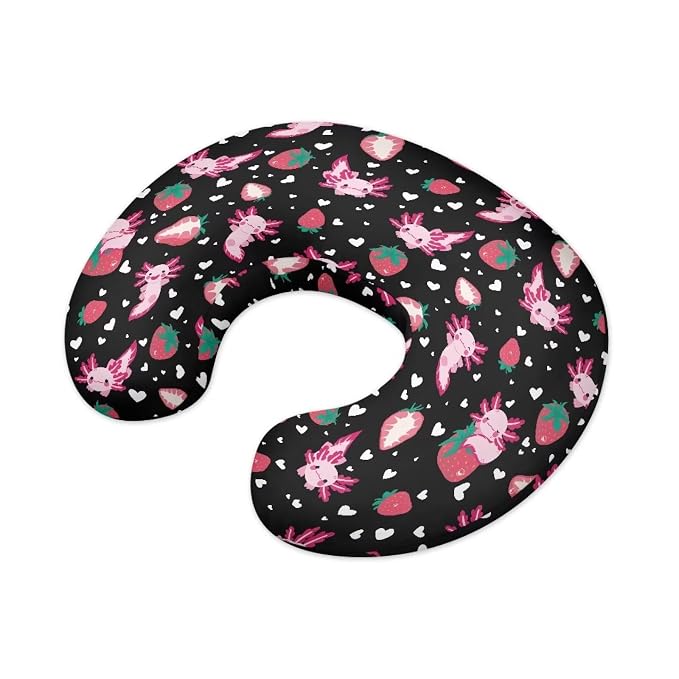 Axolotl Strawberry Nursing Pillow Cover for Breastfeeding Pillow Nursing Pillow Slipcovers, Snug Fits Pillow, Perfect Newborn Choice for Mom or Baby Quick Dry