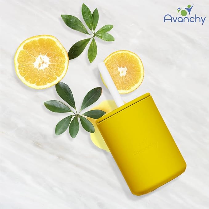 Avanchy Silicone Training Sippy Cup with Straw Lid ??For Babies 6+ Months to Toddlers 1 Year Old ??8 oz Infant Water Cup for Baby Led Weaning, Orange