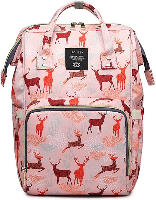 Diaper Bag Backpack for Mom Dad, Maternity Changing Bag Diaper Backpack with Stroller Straps(deer pink)