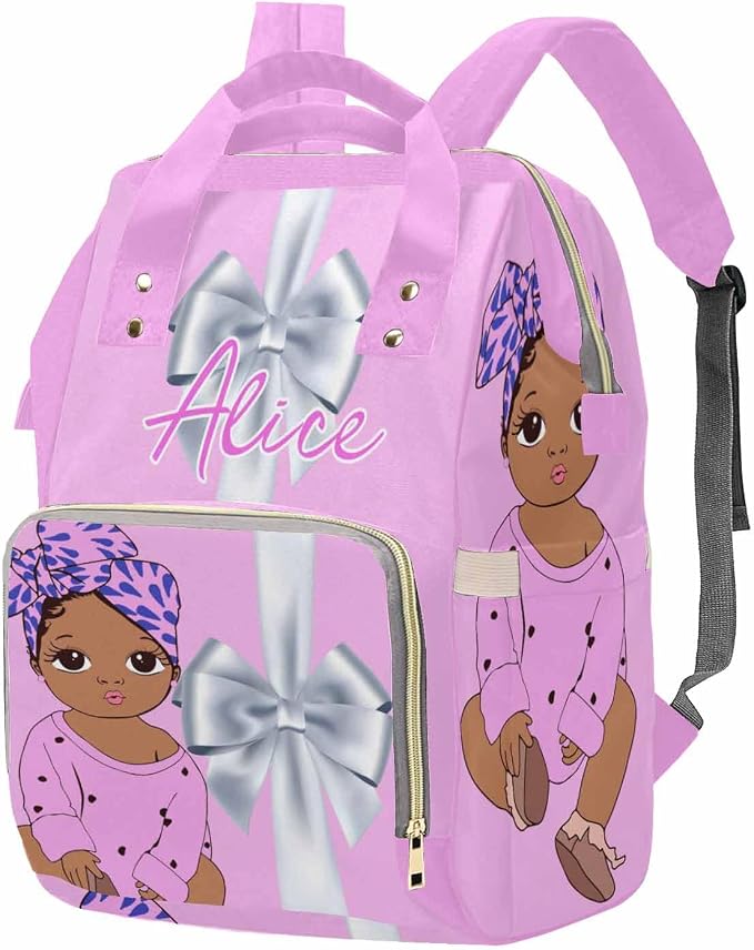 M YESCUSTOM Customized Diaper Backpack for Women Men Custom Pink Nappy Mommy Bags with Name Personalized Nursing Bag New Born Gift for Mother, Friends, Dad Work Travel and Holiday