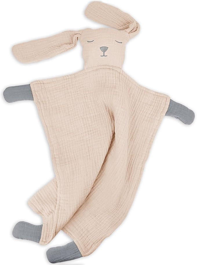 lulumoon Puppy Security Blanket: Skin-Friendly Muslin Lovey for Travel & Daycare - Snuggle Lovie for Self-Soothe