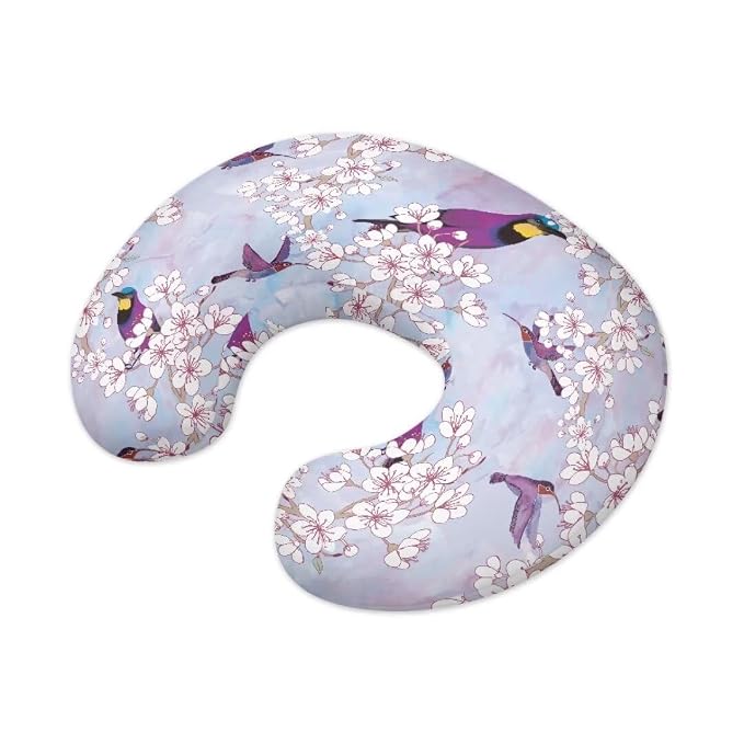 Sakura Hummingbird Stretchy Breastfeeding Pillow Cover, Lightweight Neutral Baby Pillow Cover for Infant Snug,Best Choice for Mom or Baby