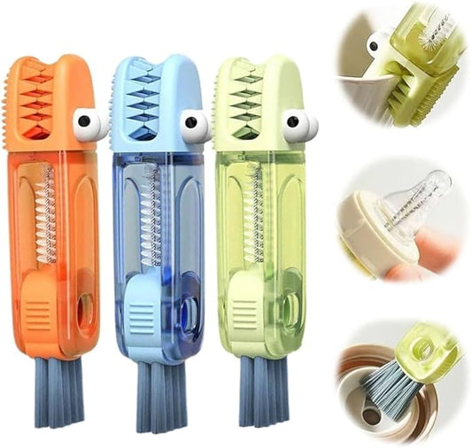 3 in 1 Cup Lid Cleaning Brush, 2024 Upgraded Bottle Cleaning Brush, Crevice Cleaning Brush Set for Baby Bottle, Rotatable Cup Lid Cleaner Mouth Scrubber (B-3 Pack)