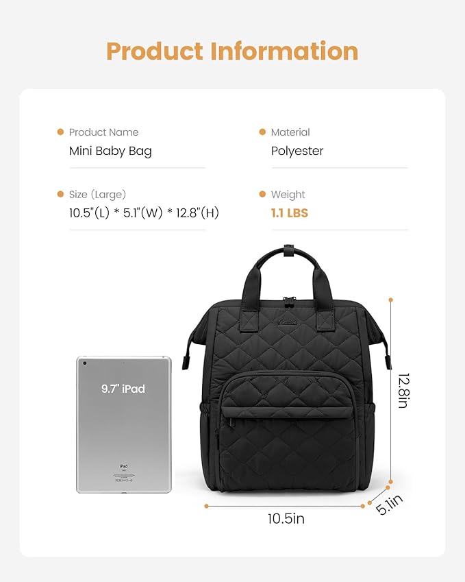 LOVEVOOK Small Diaper Bag Backpack, Mini Baby Bag for Girl Boy with Changing Pad, Diaper Backpack for Mom Dad with Stroller Buckles