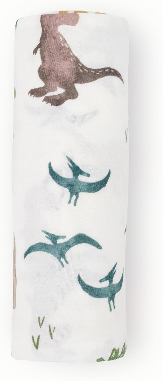 Little Unicorn Large Stretch Knit Swaddle Blanket 2 Pack| Super Soft with Optimal Stretch for swaddling | Giftable Set (Dino Pals)
