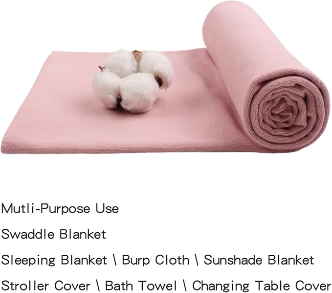 PESAAT Cotton Baby Swaddle Hat Set Newborn Infant Hats Receiving Blankets for Baby Boys Girls
