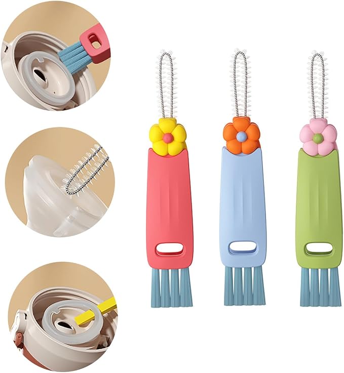 Swicado 3 in 1 Cup Lid Cleaning Brush - 2025 New Multifunctional Tool for Thorough Cleaning of Bottles, Cups, and Tight Spaces - Ideal for Home & Kitchen