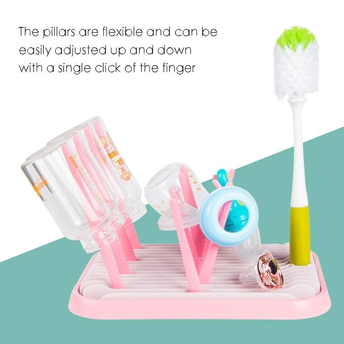 Baby Bottle Drying Rack Dryer Space Saving Travel Holder for Pump Cup Accessories(Pink)