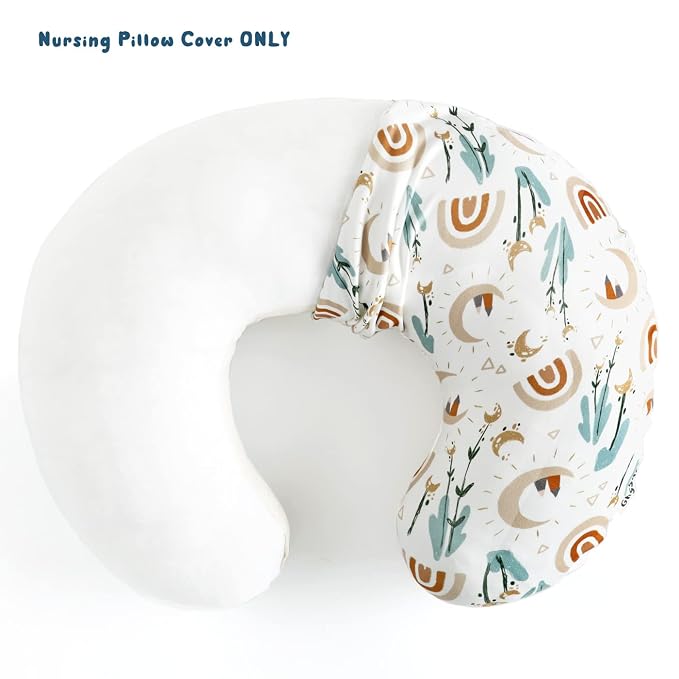 GRSSDER Nursing Pillow Cover Stretchy Minky Removable Nursing Covers for Breastfeeding Pillows, Ultra Soft Comfortable Slipcover for Boy and Girls, Cute Rainbow Pattern