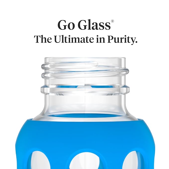 Lifefactory 9-Ounce Glass Baby Bottle with Protective Silicone Sleeve and Stage 2 Nipple Cobalt Blue (LF110008C4)