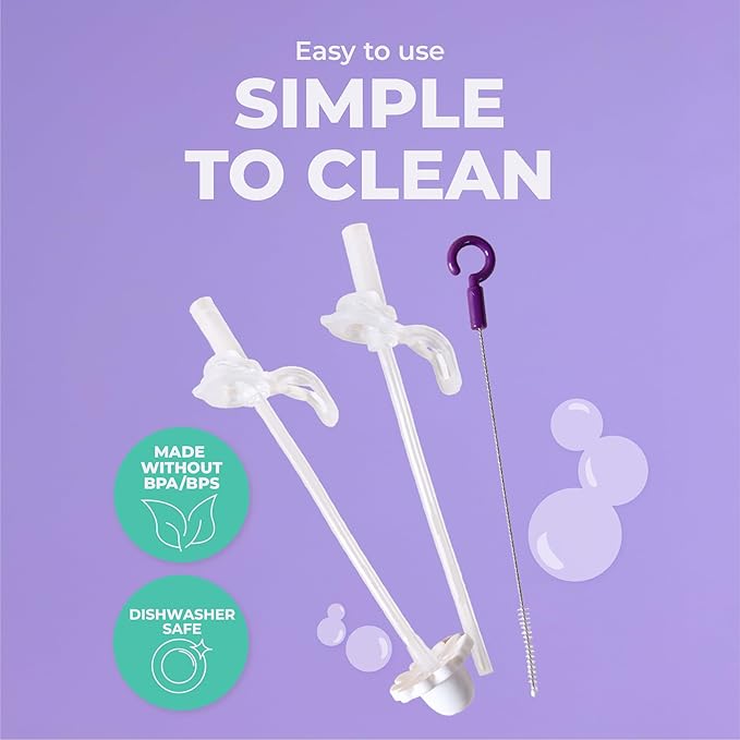 Lansinoh b.box Sippy Cup Replacement Straw Pack | Includes 1 Cleaning Brush, 1 Standard and 1 Weighted Straw, | Fits Sippy Cups