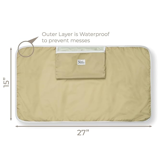 Nora?™s Nursery Portable Baby Diaper Changing Pad - Waterproof Foldable Changing Mat for On-The-Go Diaper Changes - Travel Friendly, Easy Clean, Soft & Durable for Infants and Toddlers - Latte