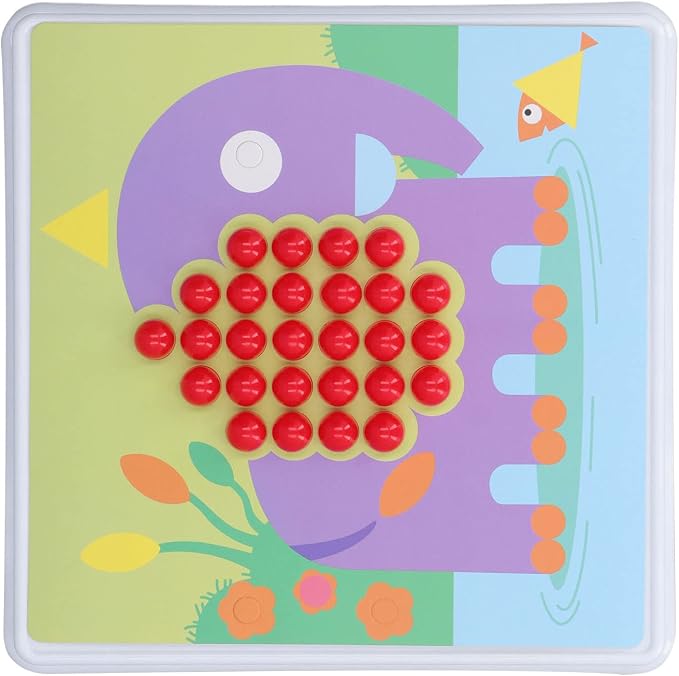 CCYLEZ Mushroom Nail Puzzle Board, Colorful Pegboard Toy Set for Kids Develop Fine Motor Skills Hand Eye Coordination with 240 Pegs 8 Cards Storage Bag Safe Plastic Material
