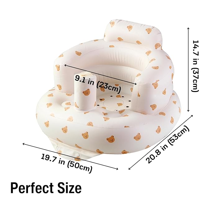 PandaEar 2 Pack Baby Inflatable Bathtub & Baby Seat for 3 Months+, Portable Travel Baby Infant Bath Tub and Infant Chair Toddler Floor Seats with Built in Air Pump for Newborn