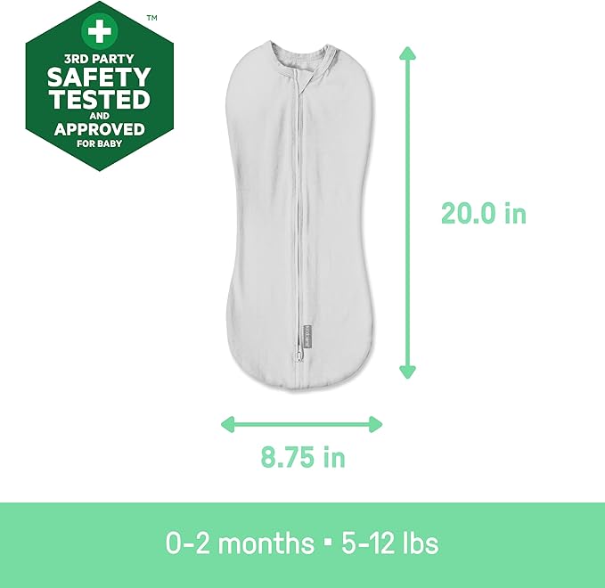 SwaddleMe by Ingenuity Compression Baby Swaddle Pod, Two-Way Zipper for Easy Diaper Changes, Improves Sleep & Calms Startle Reflex, 0-2 Months, 1.0 TOG, 2-Pack - I Heart You