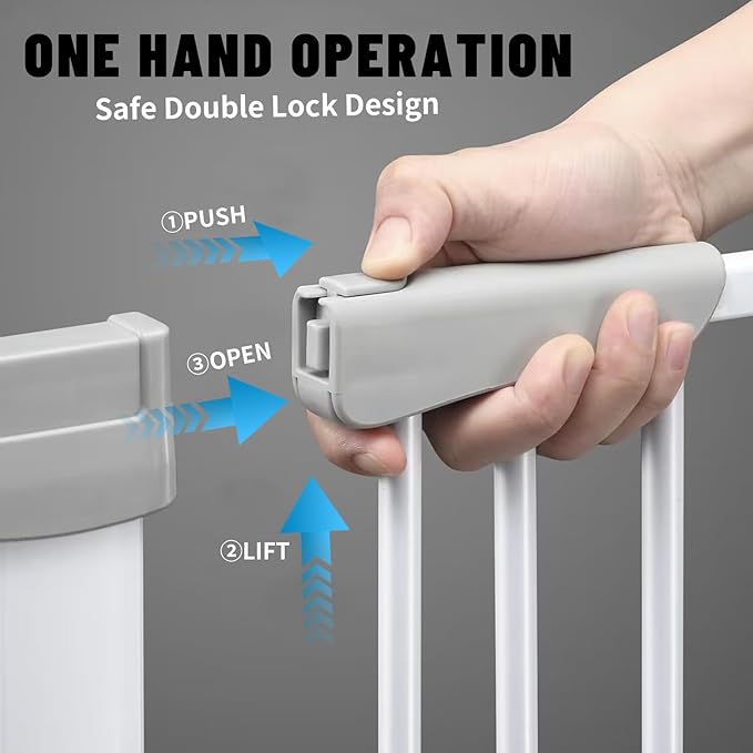 Rgqphantom 41" Tall Safety Pet Gate,Adjustable 30.5"-55" Wide,No Drilling Pressure Mount Kit,Auto Close Cat Gate Suitable for Stairs,Doorways,White (30.5"-55" W)