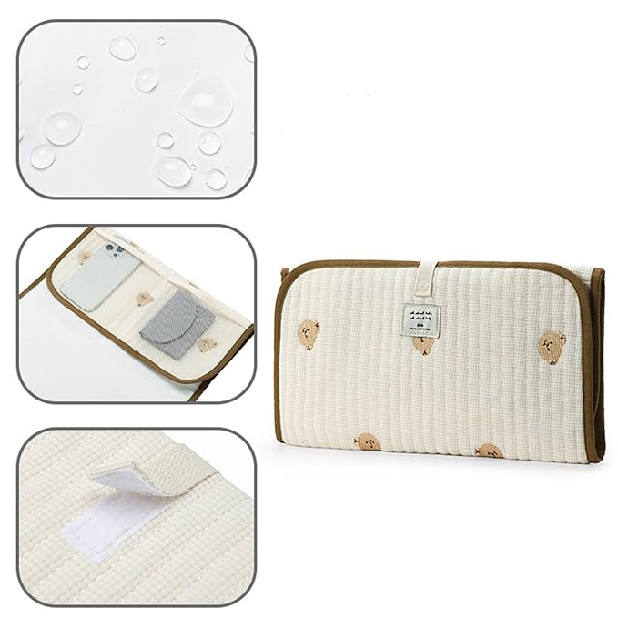 Portable Baby Changing Pad Foldable & Water Proofing Mat Built-in Mesh Pocket for Newborns and Parents During Travel