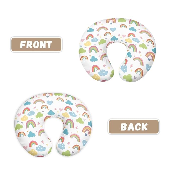 Rainbow Cloud Breast Feeding Pillow Covers, Ultra Soft Comfortable Slipcovers Stretchy Removable Cover for Breastfeeding Pillows for Baby Girl and Boy
