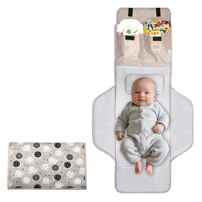 31" X 24.2" Extra Long Large Lightweight Toddler Diaper Changing Pad Travel, Cute Design 1-36 Month Infant Foldable Baby Changing Mat Wipeable, Changing Pad Portable for Station, Car, Stroller
