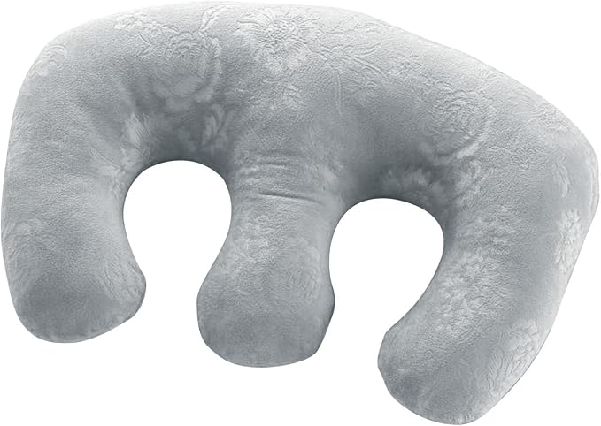 Chest Pillow Breast Support Velvet Cotton Massage Cushion Detachable Pad Comfortable Bolster Suitable for Salon Home Travel Breastfeeding Sleep, Grey, 16.9x11 inch