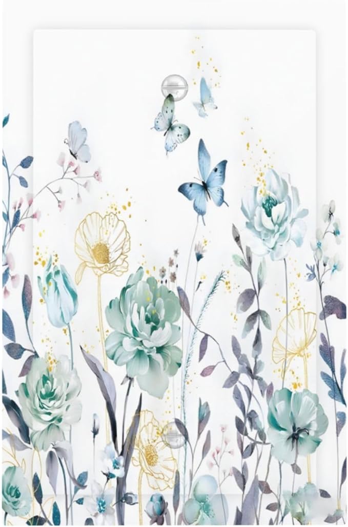 Romantic Floral Butterfly Leaf Flower Golden Pollen Light Switch Cover Plate 1 Gang No Device Blank Electrical Wall Plates Faceplate Decorative Switch Plate Covers for Bedroom Living Room Decor