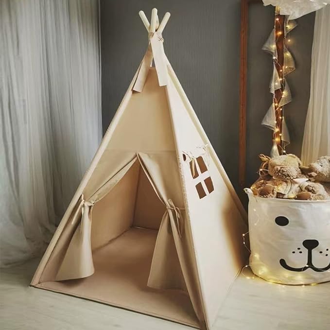 RongFa Teepee Tent for Kids-Portable Children Play Tent Indoor Outdoor (Khaki)