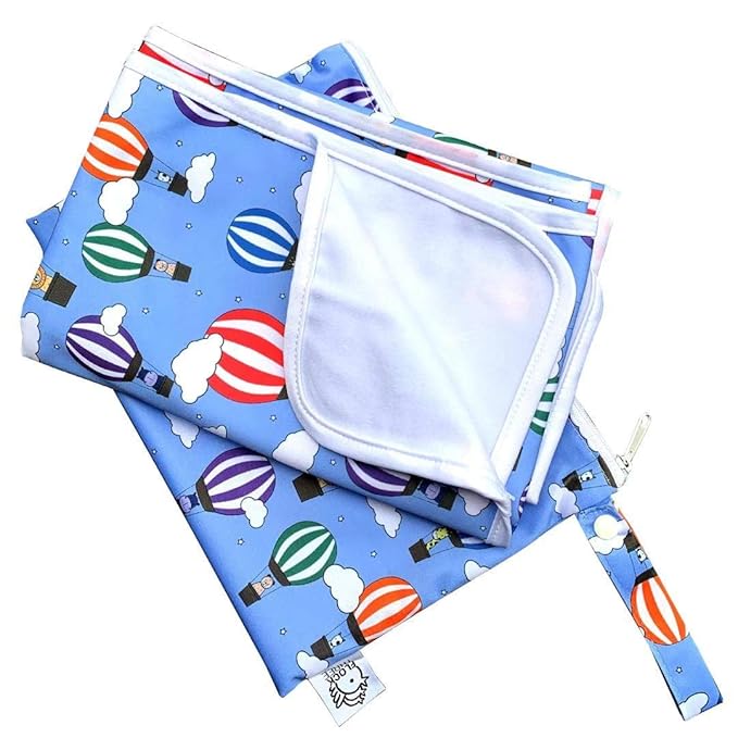 Flockthree Waterproof Baby Changing Pad with Storage Bag (28.7" X 19.7") Washable Wipeable Reusable Leak Proof Diaper Travel Mat Station Changing Mattress Liner Cribs Bed Cover, Flying Animals