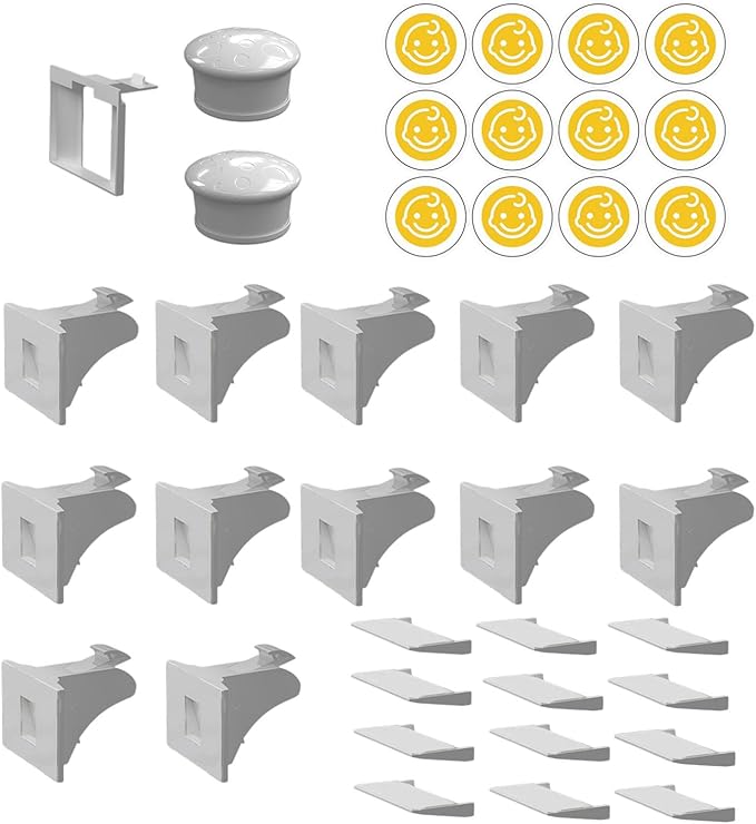 12p Child Safety Magnetic Cabinet Locks Baby Proofing Cabinet Latch Locks with Adhesive No Drill Easy Installation for Cabinets Drawers Doors